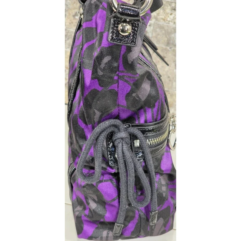 Coach Y2K Poppy Daisy Ocelot Glam Tote Purple Leopard Print Glitter Indie Sleaze - Picture 11 of 16